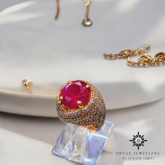 Radiant Ruby & Zircon Elegance Ring